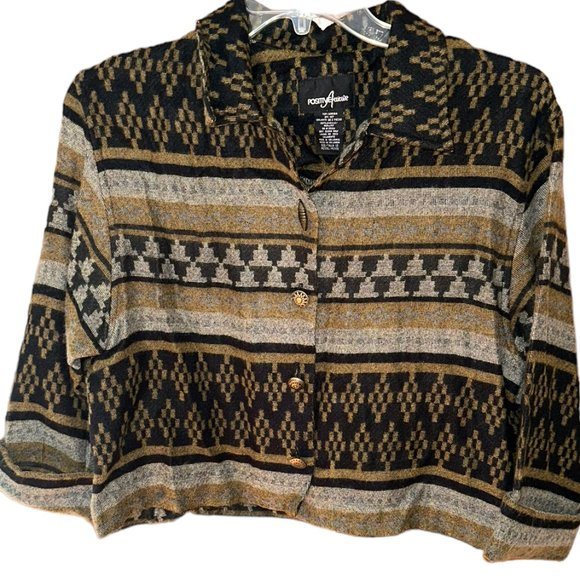 Positive Attitude Sweaters - Women's Positive Attitude Cropped Sweater SW Pattern Size 12‎ Great Condition